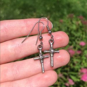 Silver cross earrings